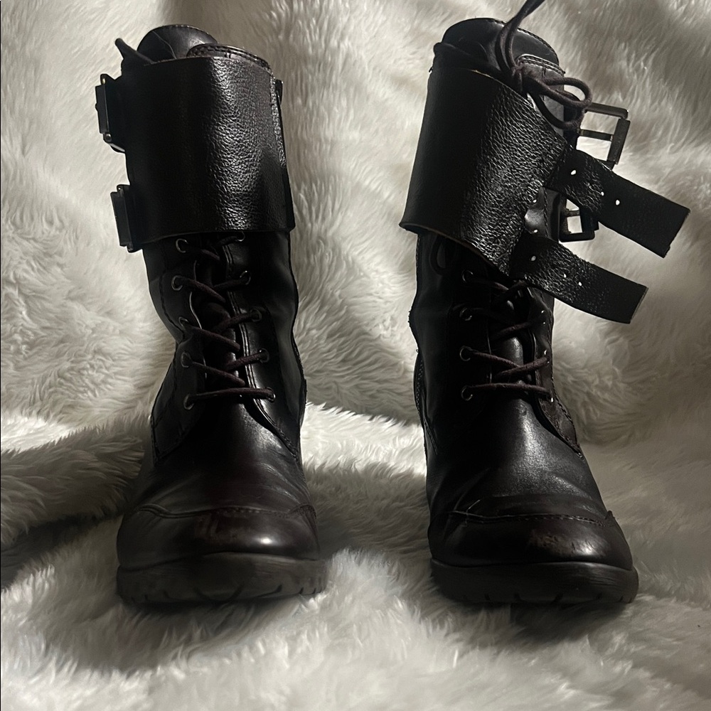 Donald J. Pliner Dark Brown Combat & Moto Boots